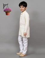 Thumbnail for Bluesaanchi White Self-Design Embroidered Kurta Set – Timeless & Sophisticated for Your Little One