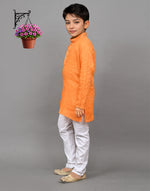 Thumbnail for Bluesaanchi Orange Self-Design Embroidered Kurta Set – Bold & Stylish for Your Little One
