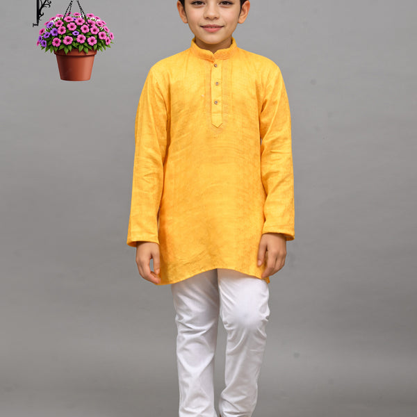 Bluesaanchi Yellow Self-Design Embroidered Kurta Set – Bright & Joyful for Your Little One
