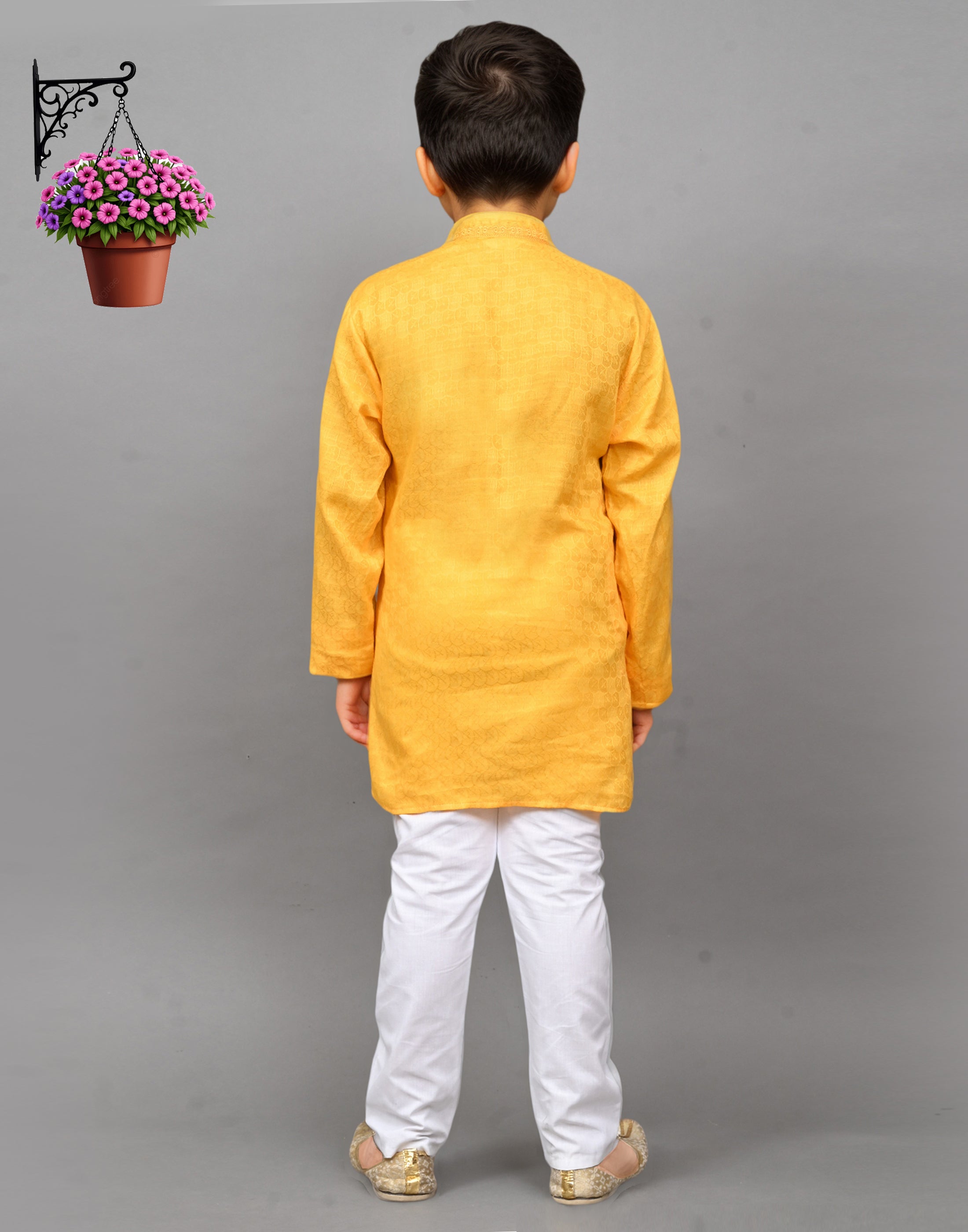 Bluesaanchi Yellow Self-Design Embroidered Kurta Set – Bright & Joyful for Your Little One