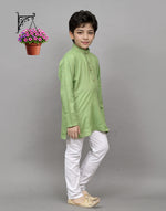 Thumbnail for Bluesaanchi Light Green Embroidered Kurta Set – Fresh & Charming for Your Little One