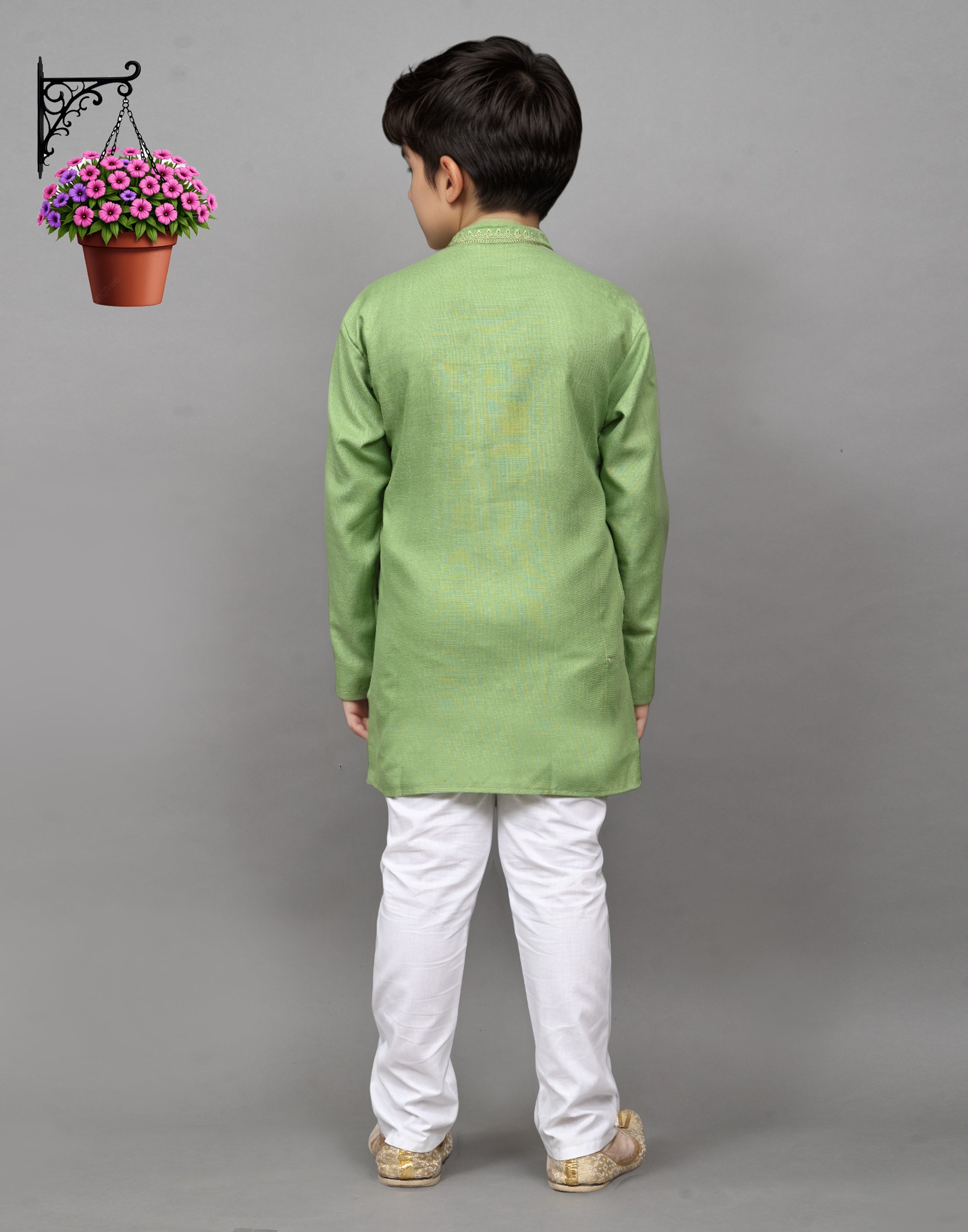 Bluesaanchi Light Green Embroidered Kurta Set – Fresh & Charming for Your Little One