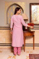 Thumbnail for Pomcha Jaipur Gaurangi Pink Printed Pants Cotton Suit Set