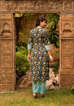 Thumbnail for Pomcha Jaipur Gaurangi Blue Phulwari Cotton Suit Set