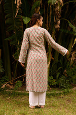 Thumbnail for Pomcha Jaipur Gaurangi Grey Ph0Ol Jaal Cotton Suit Set