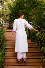 Thumbnail for Pomcha Jaipur Gaurangi Ruzma White Embroidery Cotton Suit Set