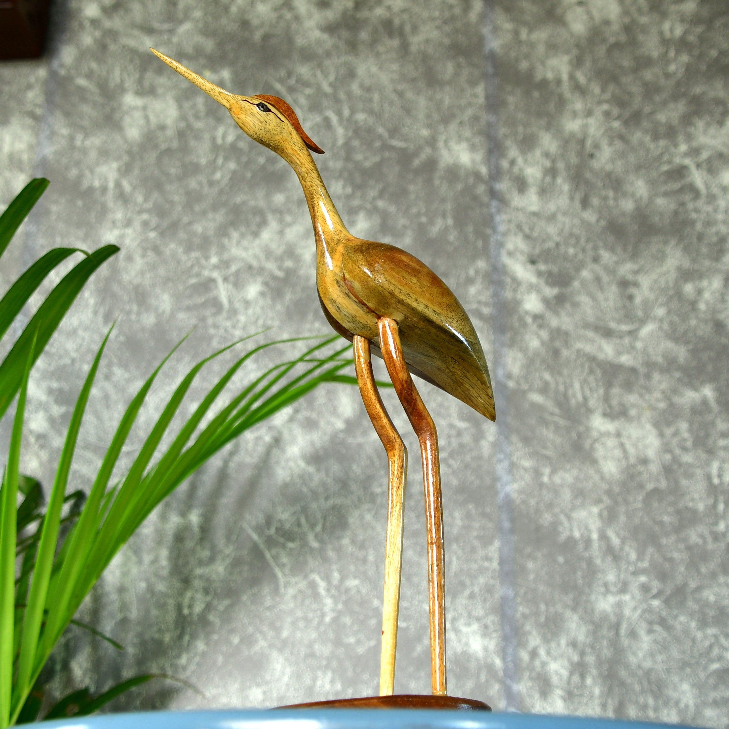 Sowpeace Elegant Wooden Carved Flamingo Sculpture: Premium Abstract Decor Accent
