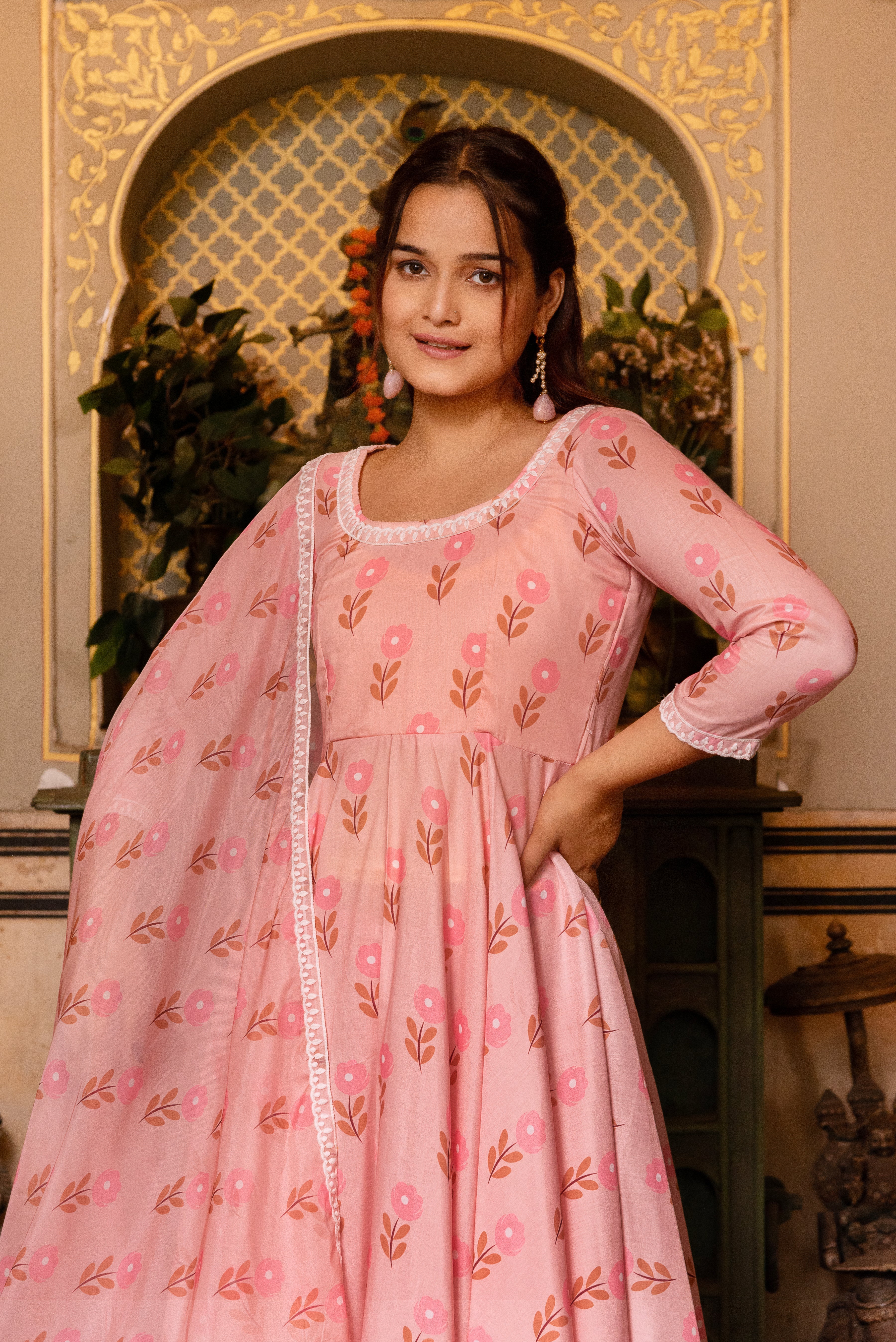 Pomcha Jaipur Gaurangi Rutvi Muslin Printed Anarkali Set
