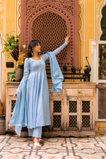 Thumbnail for Pomcha Jaipur Gaurangi Aasma Embroidery Cotton Anarkali Set