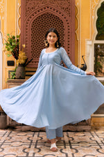 Thumbnail for Pomcha Jaipur Gaurangi Aasma Embroidery Cotton Anarkali Set