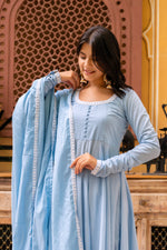 Thumbnail for Pomcha Jaipur Gaurangi Aasma Embroidery Cotton Anarkali Set