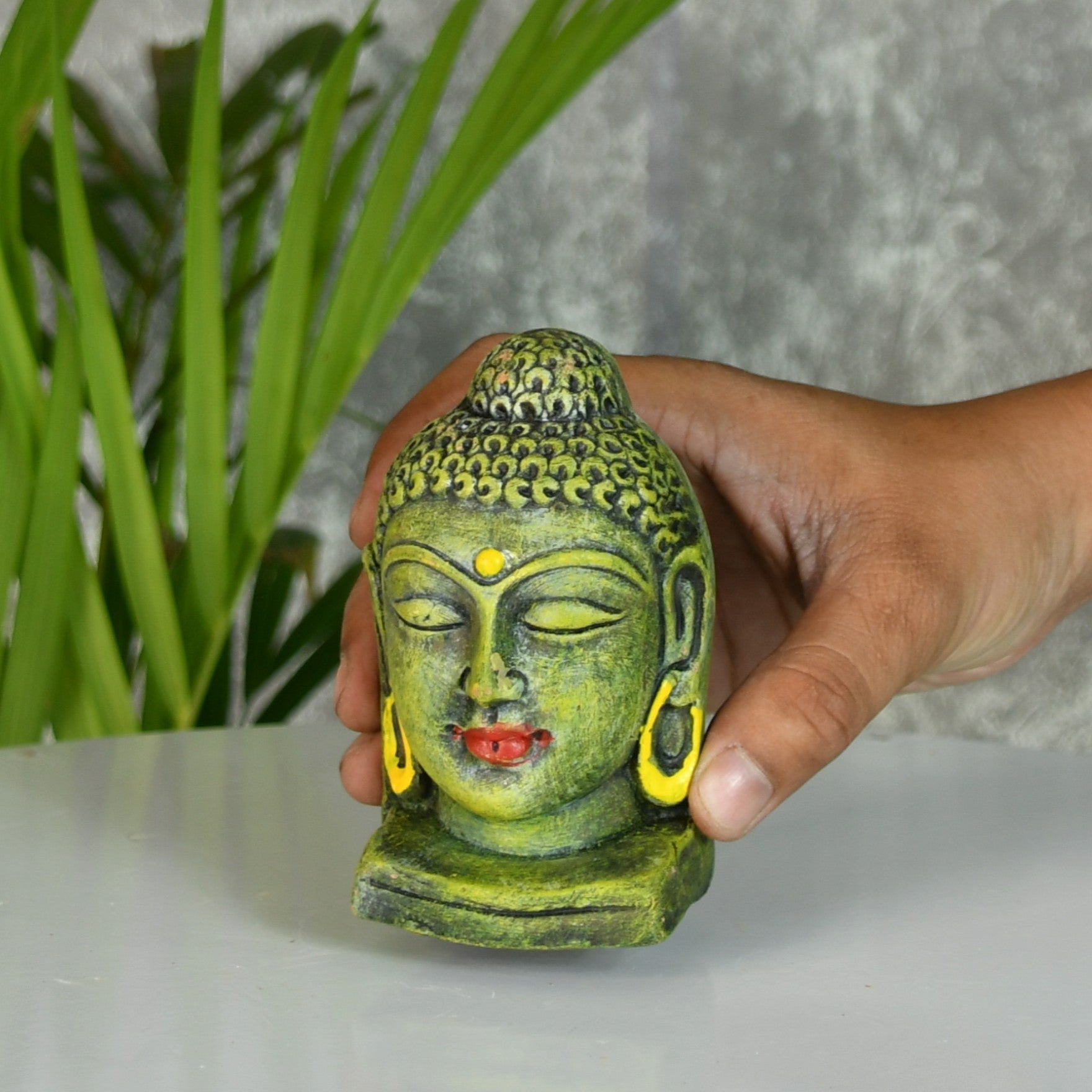 Sowpeace Premium Terracotta Meditating Buddha Head Tabletop
