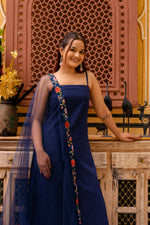 Thumbnail for Pomcha Jaipur Gaurangi Roop Blue Cotton Kurta Skirt Set