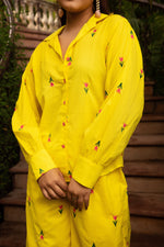 Thumbnail for Pomcha Jaipur Gaurangi Ira Yellow Embroidery Co-Ord Set