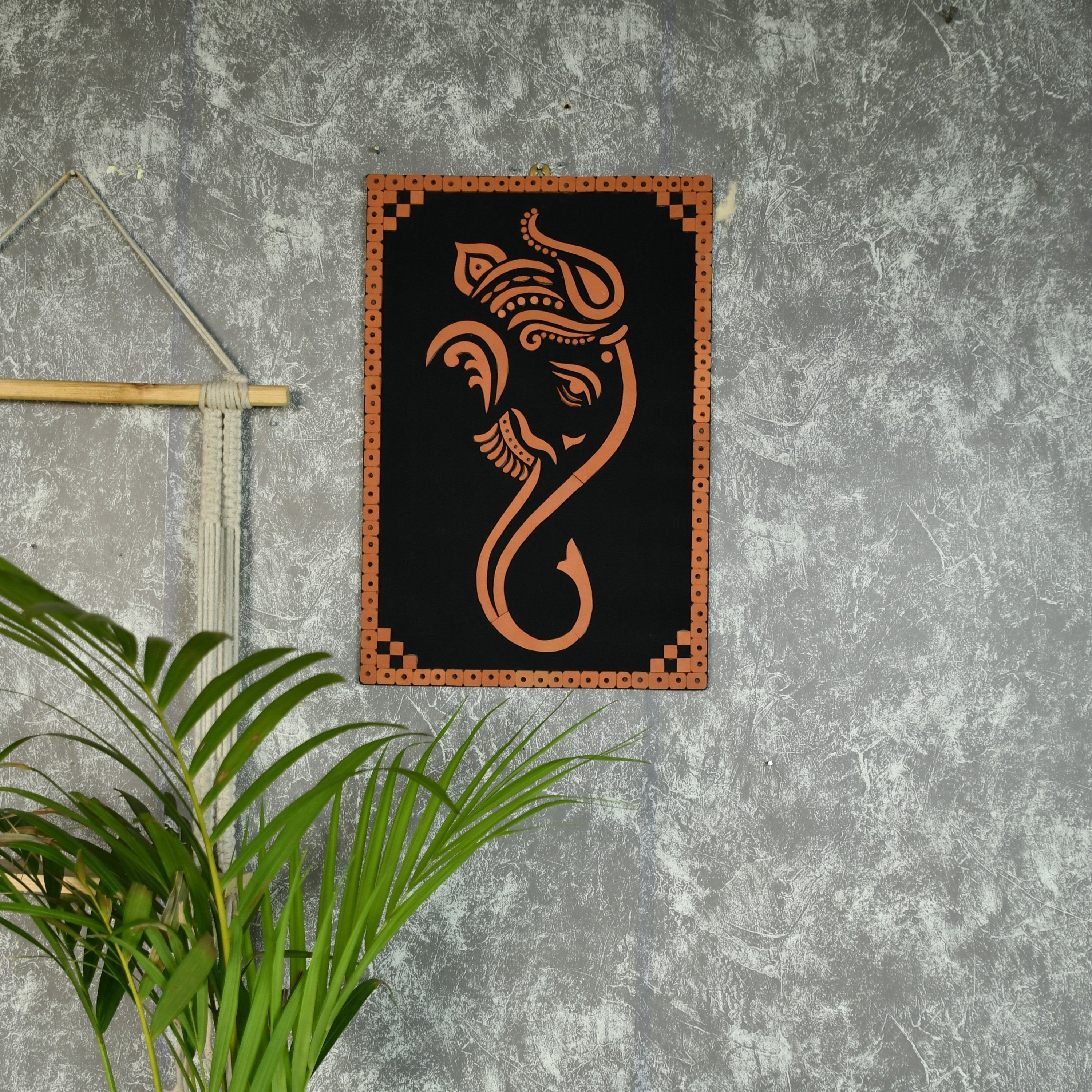 Sowpeace Abstract terracotta ganesh wall decor