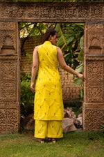Thumbnail for Pomcha Jaipur Gaurangi Ira Yellow Embroidery Suit Set