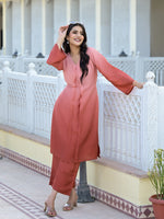 Thumbnail for Varanga Women Ombre Coral A-Line Kurta Set - Distacart