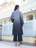 Thumbnail for Varanga Women Ombre Grey A-Line Kurta Set - Distacart