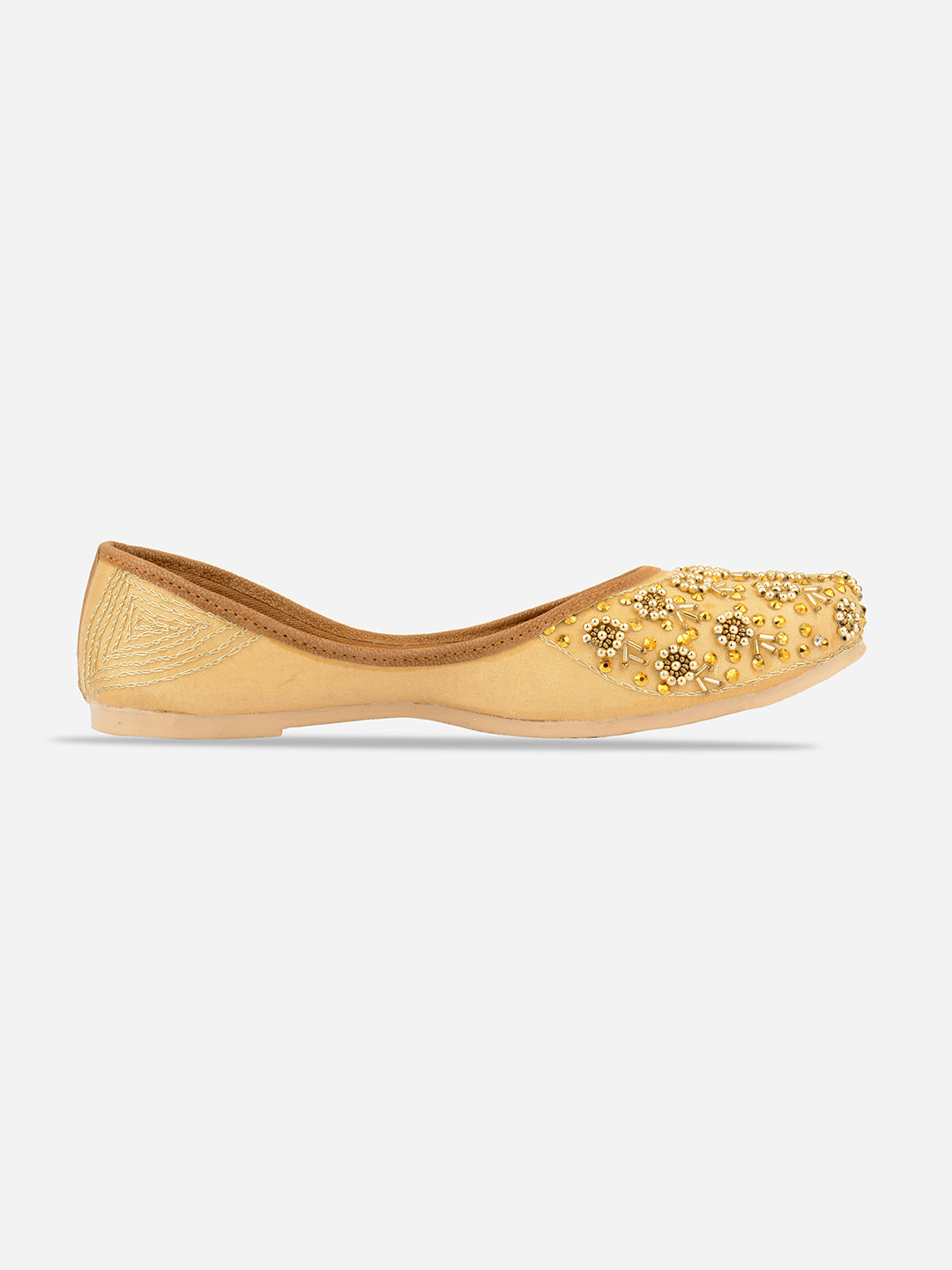 Desi Colour Women Indian Ethnic Footwear-Gold Round Emb - Distacart