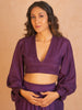 trueBrowns Silk Purple Gathered Sleeve Blouse - Distacart