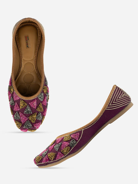 Desi Colour Women Indian Ethnic Footwear-Purple Bricks
