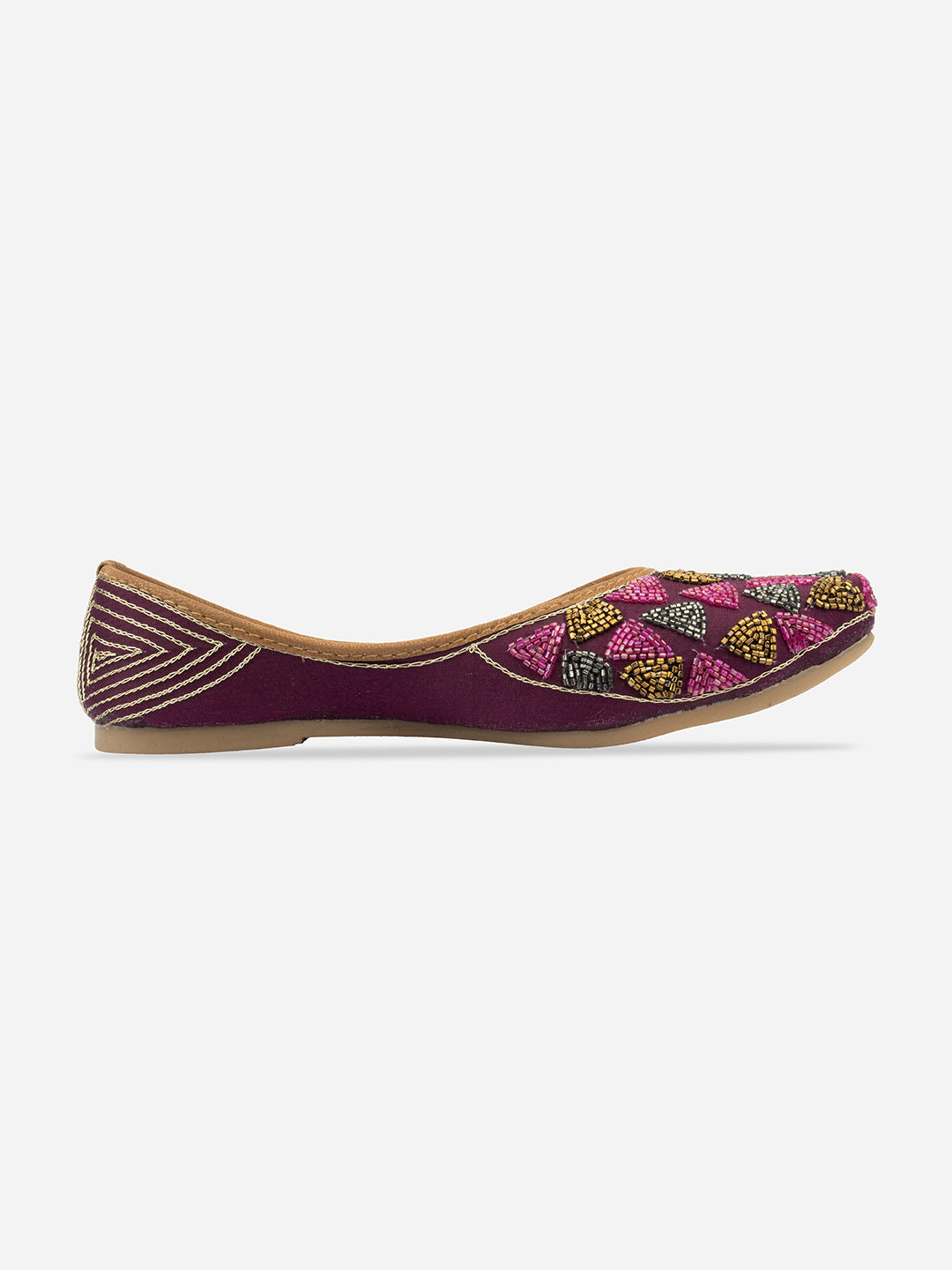 Desi Colour Women Indian Ethnic Footwear-Purple Bricks