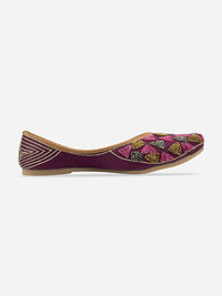 Thumbnail for Desi Colour Women Indian Ethnic Footwear-Purple Bricks