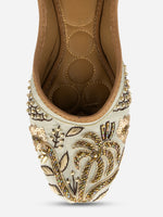 Thumbnail for Desi Colour Women Indian Ethnic Footwear-Grey Emb