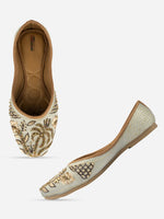 Thumbnail for Desi Colour Women Indian Ethnic Footwear-Grey Emb