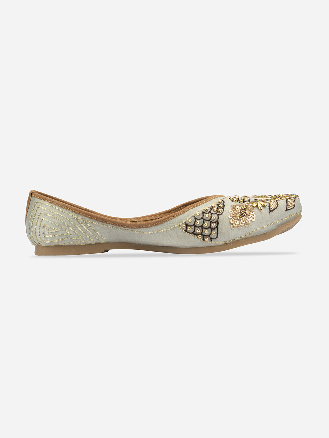 Desi Colour Women Indian Ethnic Footwear-Grey Emb