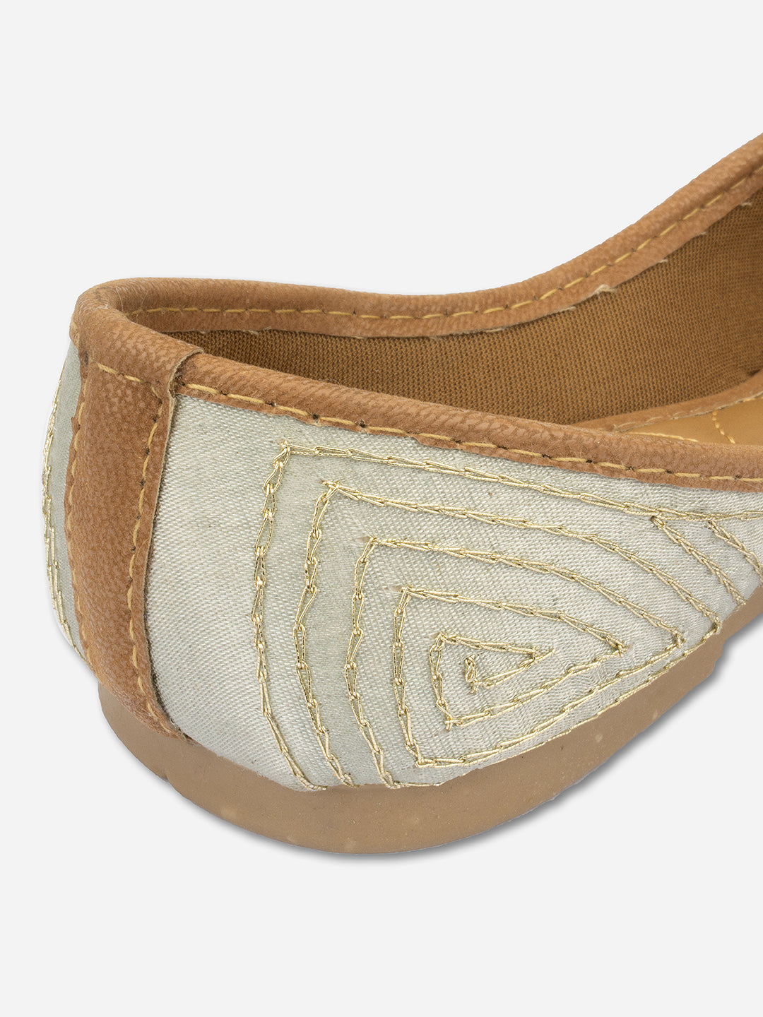 Desi Colour Women Indian Ethnic Footwear-Grey Emb