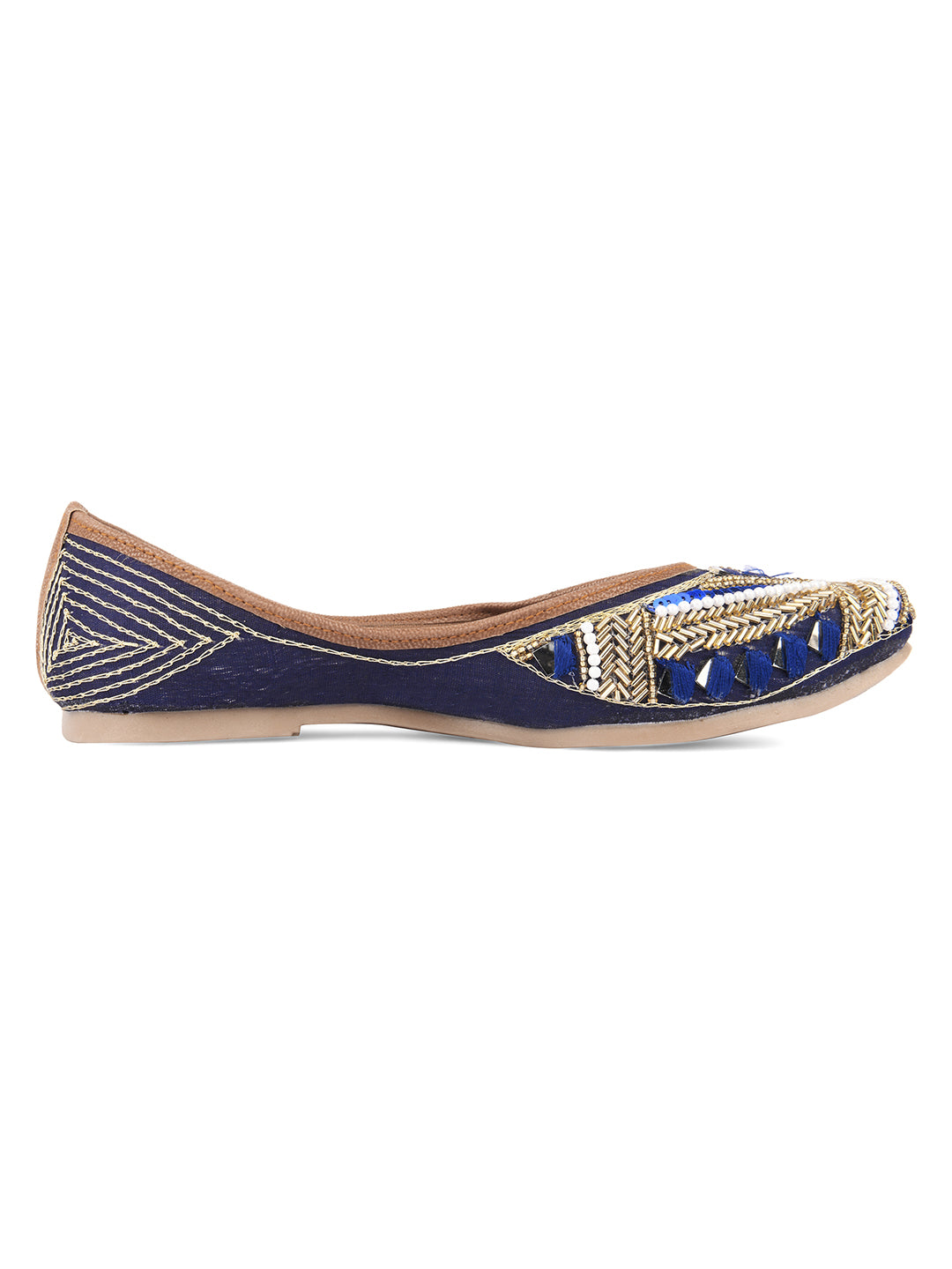 Desi Colour Women Indian Ethnic Footwear-Navy Blue Emb - Distacart
