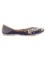 Thumbnail for Desi Colour Women Indian Ethnic Footwear-Navy Blue Emb - Distacart