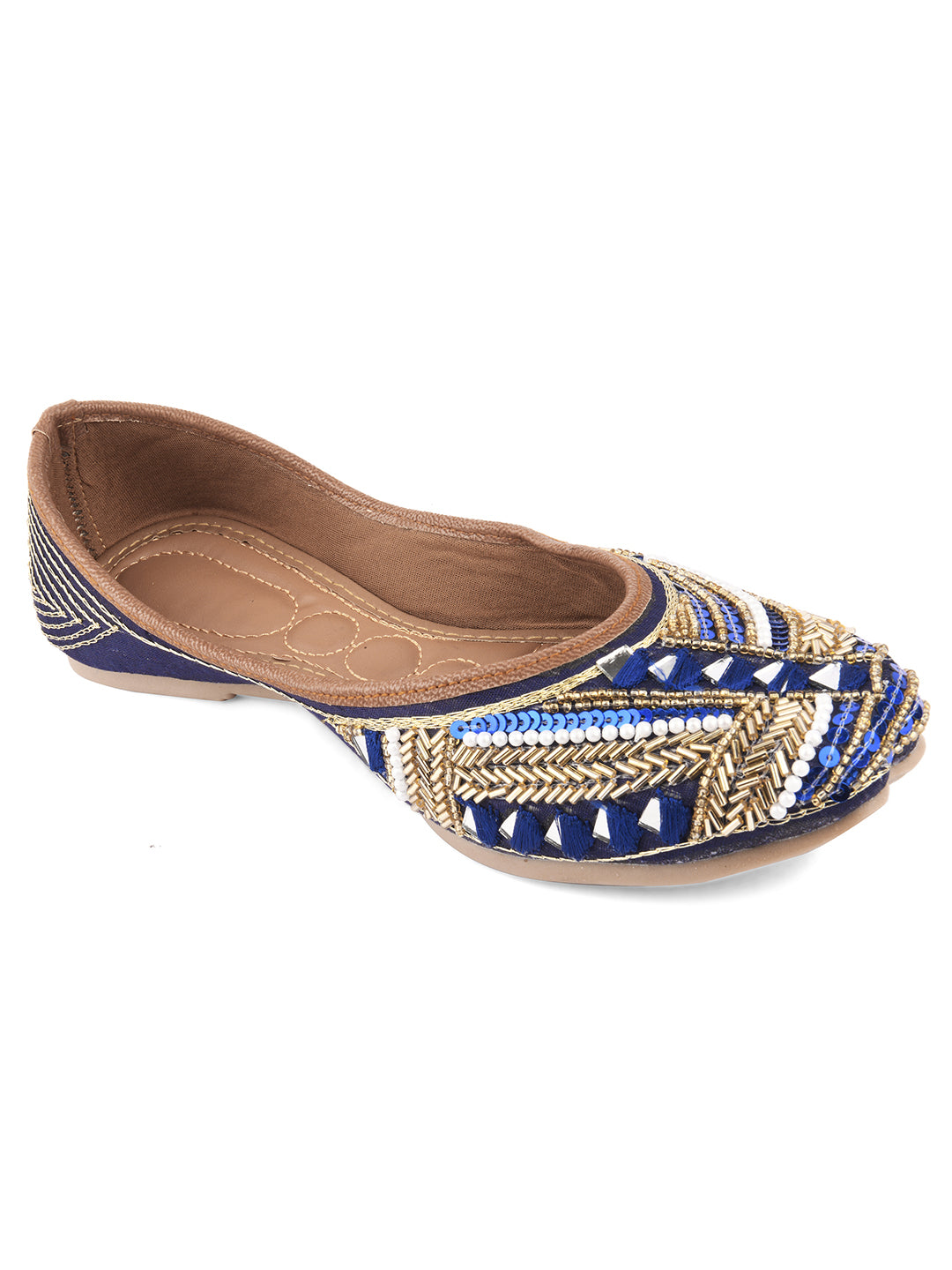 Desi Colour Women Indian Ethnic Footwear-Navy Blue Emb - Distacart