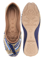Thumbnail for Desi Colour Women Indian Ethnic Footwear-Navy Blue Emb - Distacart
