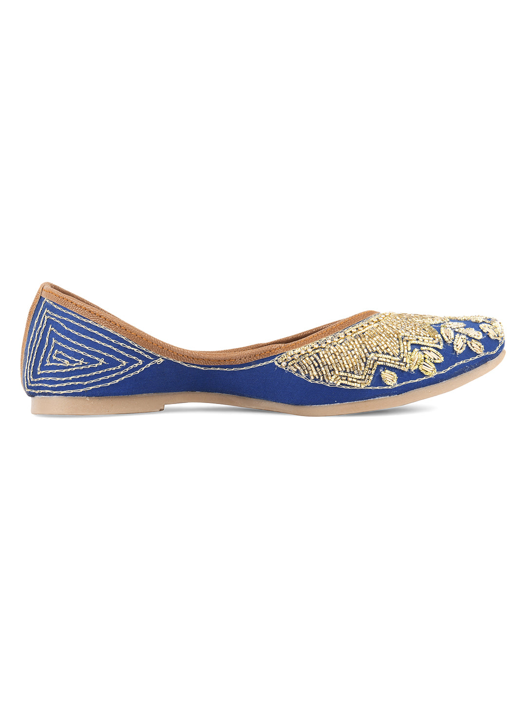 Desi Colour Women Indian Ethnic Footwear-Royal Blue Emb - Distacart