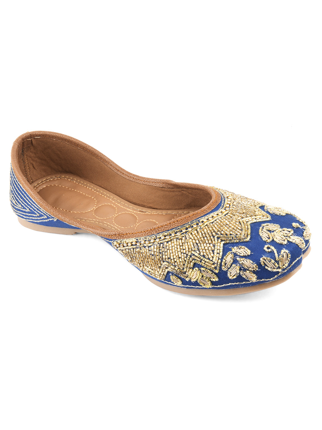 Desi Colour Women Indian Ethnic Footwear-Royal Blue Emb - Distacart