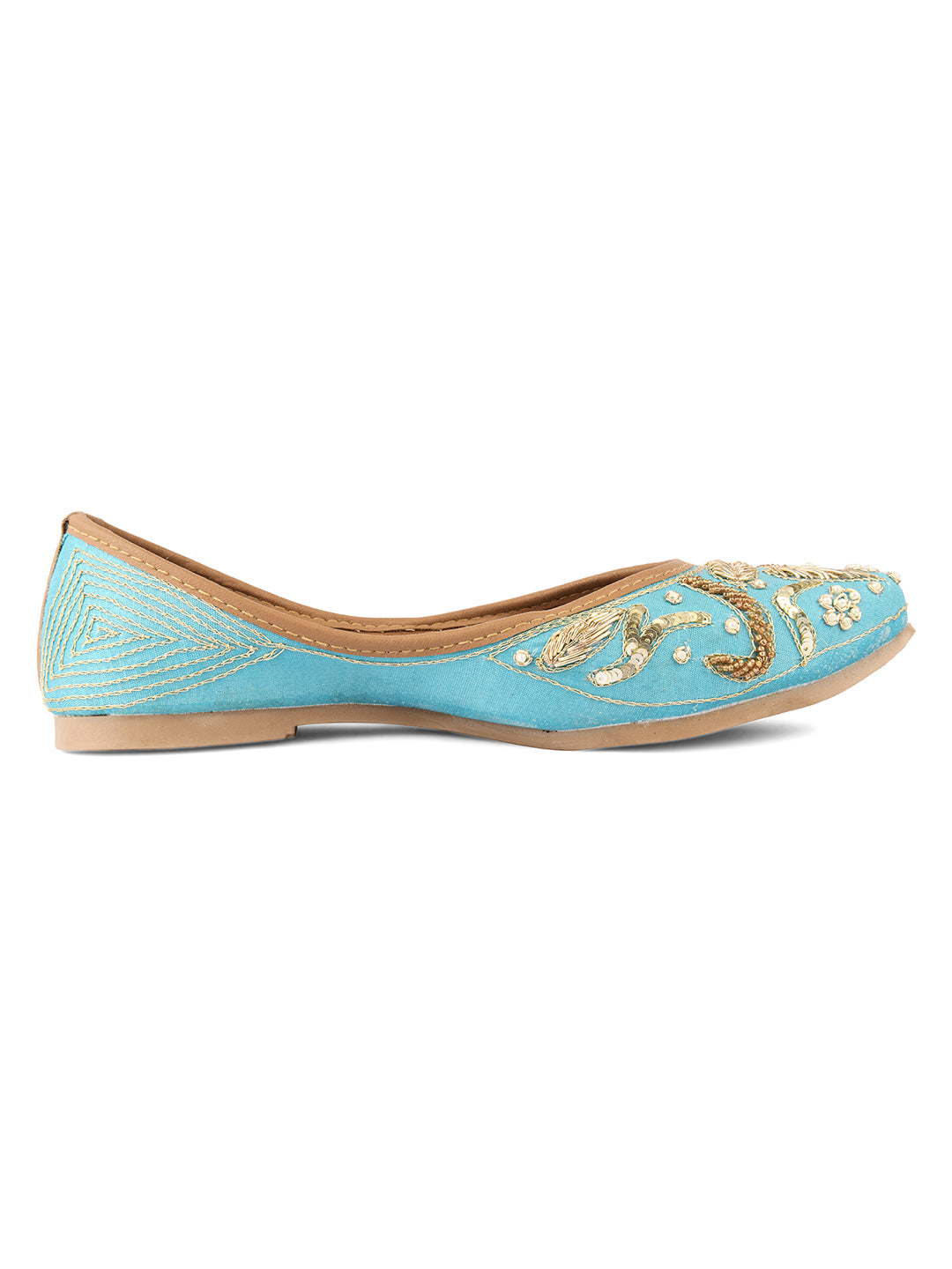Desi Colour Women Indian Ethnic Footwear-Sky Blue Dabka - Distacart