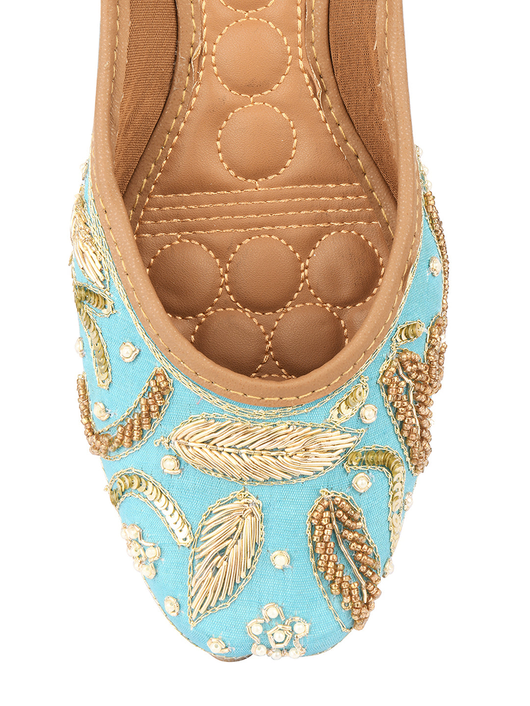 Desi Colour Women Indian Ethnic Footwear-Sky Blue Dabka - Distacart