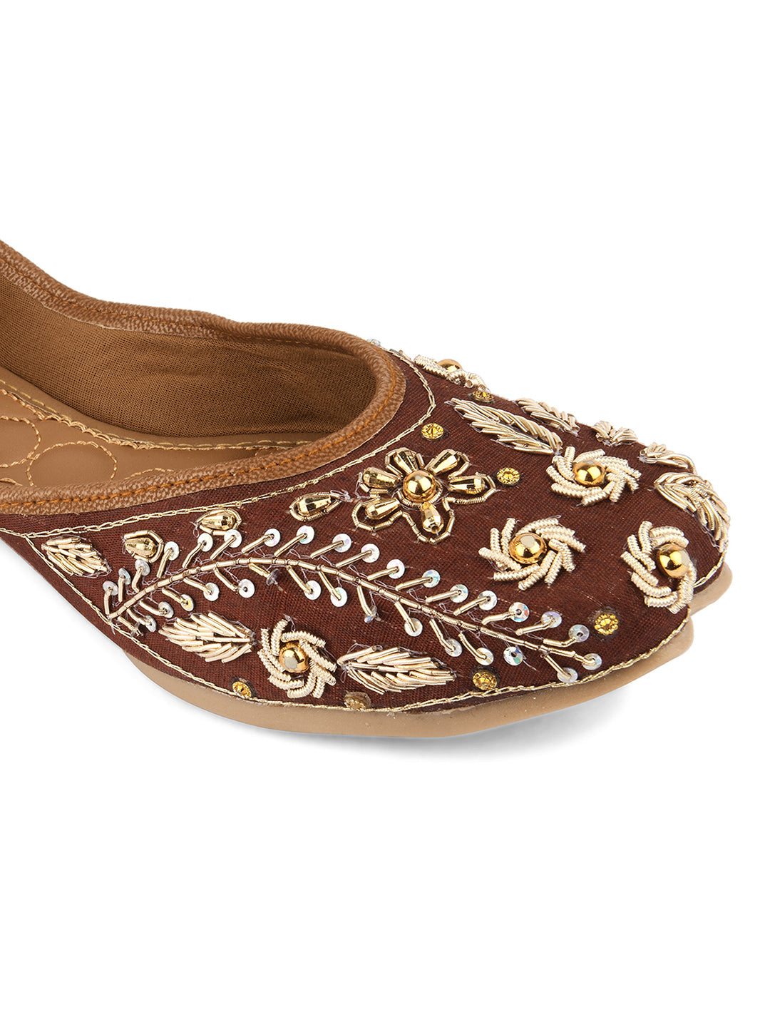 Desi Colour Women Indian Ethnic Footwear-Brown Dabka - Distacart
