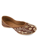 Thumbnail for Desi Colour Women Indian Ethnic Footwear-Brown Dabka - Distacart