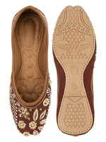 Thumbnail for Desi Colour Women Indian Ethnic Footwear-Brown Dabka - Distacart