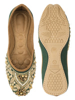 Thumbnail for Desi Colour Women Indian Ethnic Footwear-Green Stone - Distacart