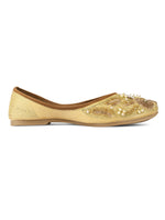 Thumbnail for Desi Colour Women Indian Ethnic Footwear-Golden Heavy Work - Distacart
