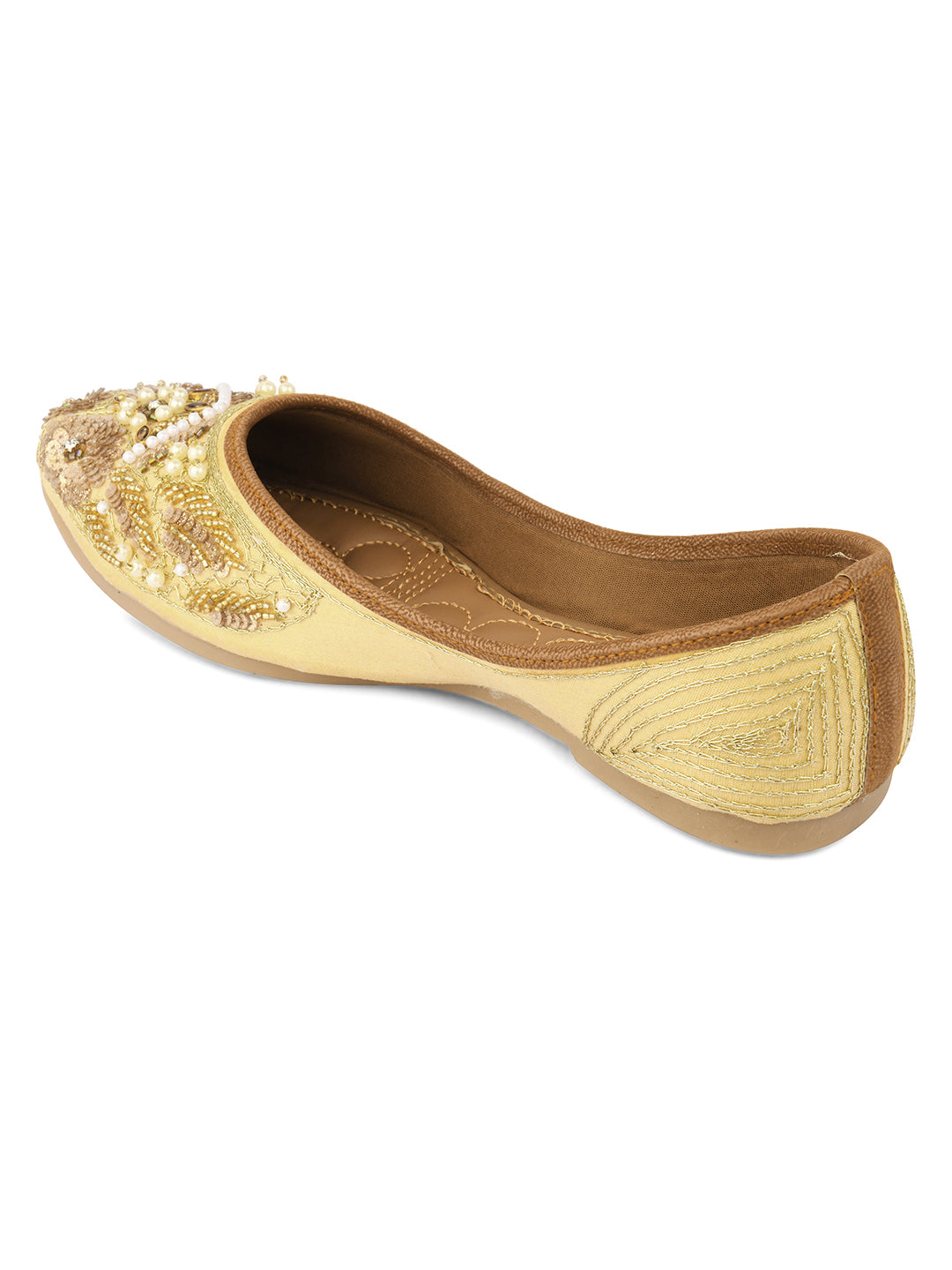 Desi Colour Women Indian Ethnic Footwear-Golden Heavy Work - Distacart