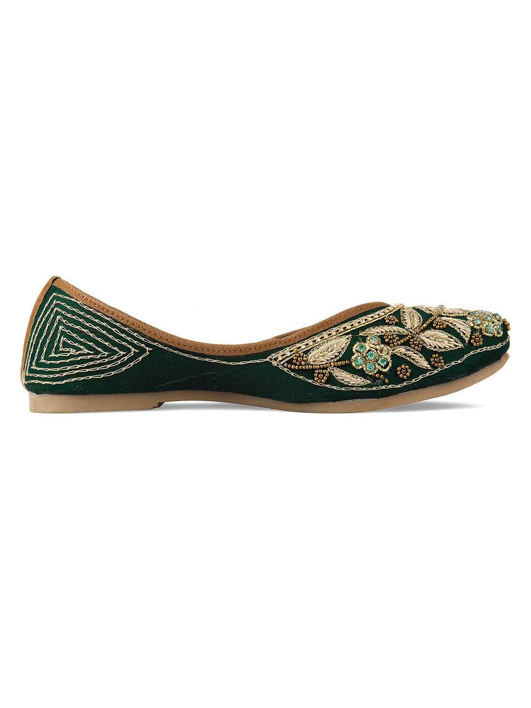 Desi Colour Women Indian Ethnic Footwear-Green Flower - Distacart
