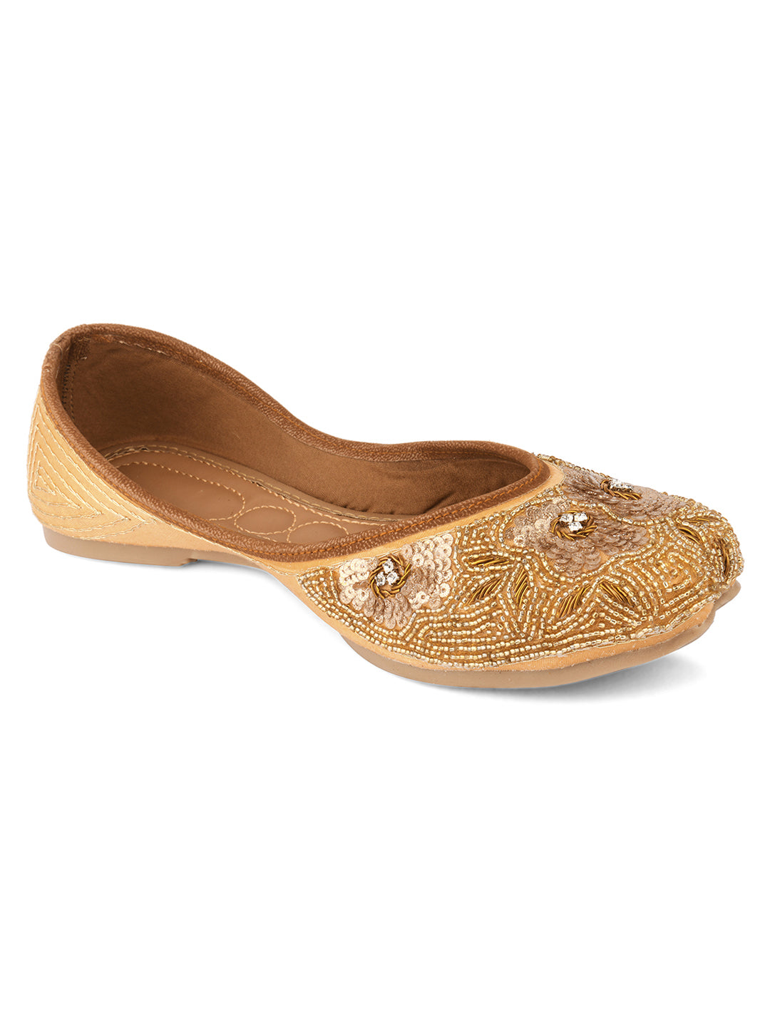 Desi Colour Women Indian Ethnic Footwear-Party Collection - Gold Pearl - Distacart