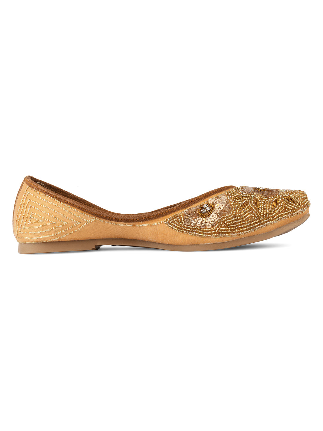 Desi Colour Women Indian Ethnic Footwear-Party Collection - Gold Pearl - Distacart