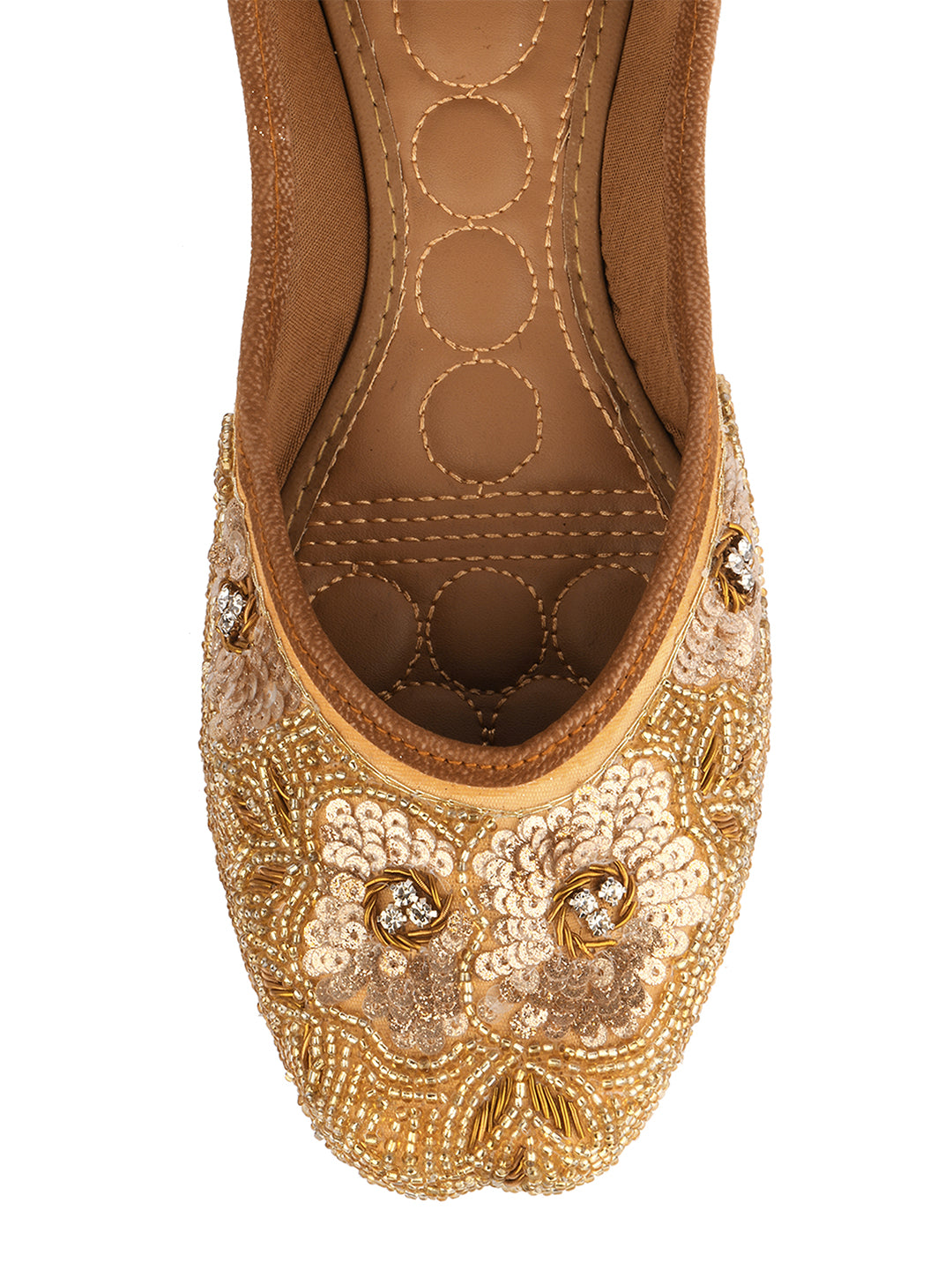 Desi Colour Women Indian Ethnic Footwear-Party Collection - Gold Pearl - Distacart