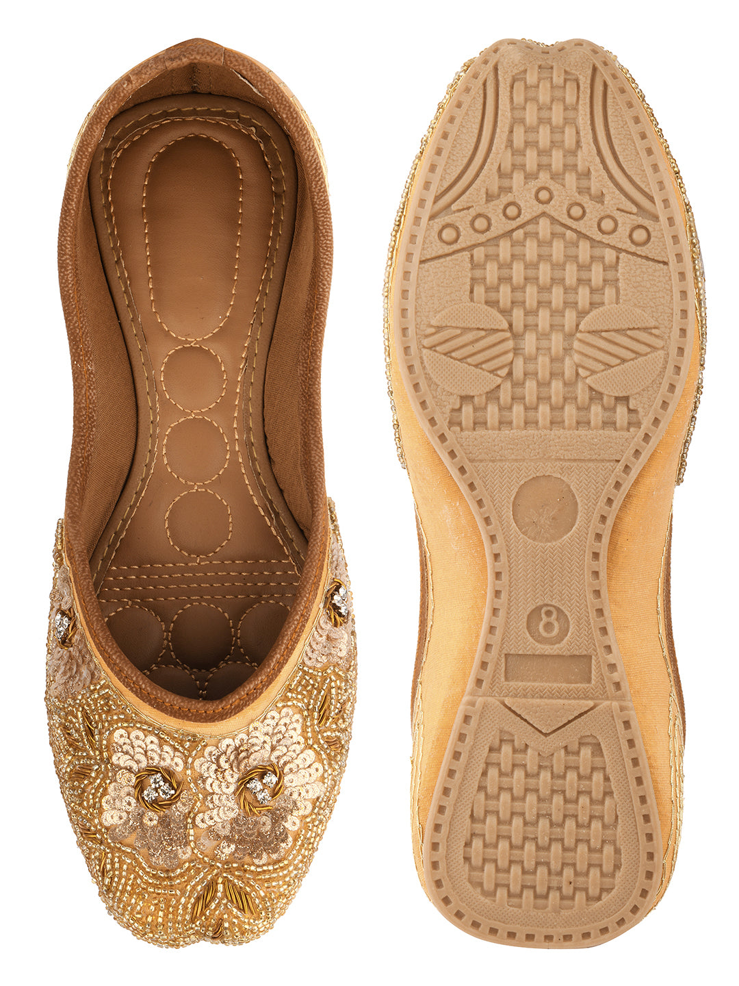 Desi Colour Women Indian Ethnic Footwear-Party Collection - Gold Pearl - Distacart